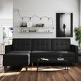 Hartford Sectional Futon Sofa Bed - Storage - Black Faux Leather - 2195009UK