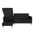 Hartford Sectional Futon Sofa Bed - Storage - Black Faux Leather - 2195009UK