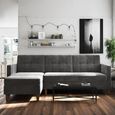 Hartford Sectional Futon Sofa Bed - Storage - Grey Chenille Fabric - 2195459UK