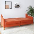 Jasper Sprung Sofa Bed - 3 Seater - Orange Linen Fabric - 2148729UK