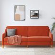 Jasper Sprung Sofa Bed - 3 Seater - Orange Linen Fabric - 2148729UK