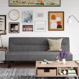 Kebo Futon Sofa Bed - 3 Seater - Grey Velvet Fabric - 2005419UK