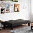 Kebo Futon Sofa Bed - 3 Seater - Black Velvet Fabric - 2005019UK