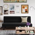 Kebo Futon Sofa Bed - 3 Seater - Black Velvet Fabric - 2005019UK