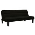 Kebo Futon Sofa Bed - 3 Seater - Black Velvet Fabric - 2005019UK