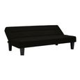 Kebo Futon Sofa Bed - 3 Seater - Black Velvet Fabric - 2005019UK