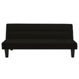Kebo Futon Sofa Bed - 3 Seater - Black Velvet Fabric - 2005019UK