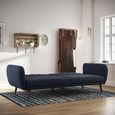 Novogratz Brittany Futon Sofa Bed - Navy Blue Linen Fabric - 2115629NUK