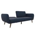 Novogratz Brittany Futon Sofa Bed - Navy Blue Linen Fabric - 2115629NUK