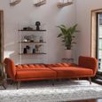 Novogratz Brittany Futon Sofa Bed - Orange Linen Fabric - 2115529NUK