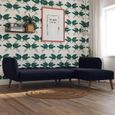 Novogratz Brittany Sectional Futon Sofa Bed - Navy Blue Linen - 2276629NUK