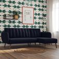 Novogratz Brittany Sectional Futon Sofa Bed - Navy Blue Linen - 2276629NUK