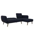 Novogratz Brittany Sectional Futon Sofa Bed - Navy Blue Linen - 2276629NUK
