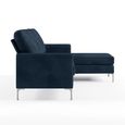 Novogratz Chapman Sectional Sofa - Blue Velvet Fabric - DA037SEC-BLUK