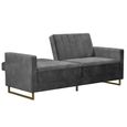 Novogratz Skylar Sofa Bed - Grey Velvet Fabric - 2358479NUK