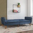 Novogratz Tallulah Futon Sofa Bed - Blue Velvet Fabric - 2144679NUK
