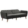 Novogratz Tallulah Futon Sofa Bed - Grey Velvet Fabric - 2144479NUK