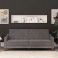 Novogratz Vintage Tufted Futon Sofa Bed - Grey Velvet Fabric - 2238479NUK