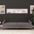 Novogratz Vintage Tufted Futon Sofa Bed - Grey Velvet Fabric - 2238479NUK