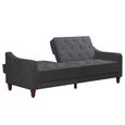 Novogratz Vintage Tufted Futon Sofa Bed - Grey Velvet Fabric - 2238479NUK