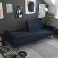 Paxson Sofa Bed - 3 Seater - Navy Blue Linen Fabric - 2110629UK