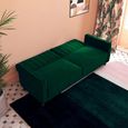 Pin Tufted Futon Sofa Bed - 3 Seater - Green Velvet Fabric -  2164979UK