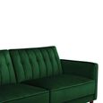 Pin Tufted Futon Sofa Bed - 3 Seater - Green Velvet Fabric -  2164979UK
