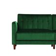 Pin Tufted Futon Sofa Bed - 3 Seater - Green Velvet Fabric -  2164979UK