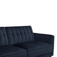 Pin Tufted Futon Sofa Bed - 3 Seater - Blue Velvet Fabric - 2164659UK