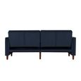 Pin Tufted Futon Sofa Bed - 3 Seater - Blue Velvet Fabric - 2164659UK