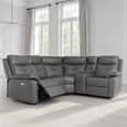 Sophia Corner Sofa - Electric Recliner - Leather - Charcoal