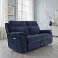 Havana Sofa - 2 Seater - Electric Recliner - Blue Fabric