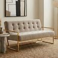 Azalea Sofa - 2 Seater - Mink Velvet Fabric with Gold Metal
