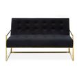 Azalea Sofa - 2 Seater - Black Velvet Fabric with Gold Metal Frame