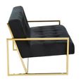 Azalea Sofa - 2 Seater - Black Velvet Fabric with Gold Metal Frame