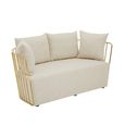 Azalea Sofa - 2 Seater - Cream Fabric with Gold Metal