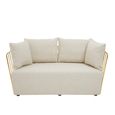 Azalea Sofa - 2 Seater - Cream Fabric with Gold Metal