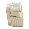 Azalea Sofa - 2 Seater - Cream Fabric with Gold Metal