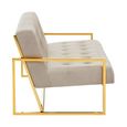 Azalea Sofa - 2 Seater - Mink Velvet Fabric with Gold Metal