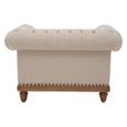 Cabra Chesterfield Armchair - Cream Fabric with Mahogany Wood
