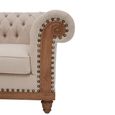 Cabra Chesterfield Armchair - Cream Fabric with Mahogany Wood