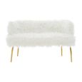 Clarence Sofa - 2 Seater - White Faux Fur with Gold Legs