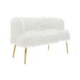 Clarence Sofa - 2 Seater - White Faux Fur with Gold Legs