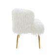 Clarence Sofa - 2 Seater - White Faux Fur with Gold Legs