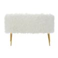 Clarence Sofa - 2 Seater - White Faux Fur with Gold Legs