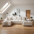 Azzuro U Shape Corner Sofa Suite - Cream Velvet Fabric