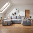Azzuro U Shape Corner Sofa Suite - Grey Velvet Fabric