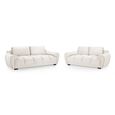 Azzuro Sofa Set - Cream Velvet Fabric - 3+2 Seater
