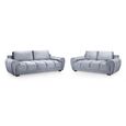 Azzuro Sofa Set - Grey Velvet Fabric - 3+2 Seater