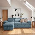 Hudson Universal Corner Sofa Bed - Blue Fabric - Pull Out
